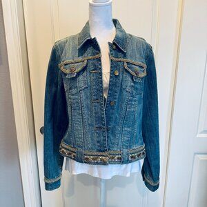 INC Embellished Denim Jacket, Size Mediium